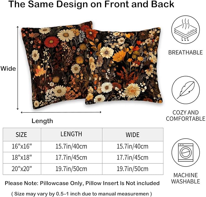 Throw Pillow Covers for Couch and Sofa | 18x18 Set of 4 Living Room Cushion - Image 5