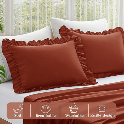KKJIAF Ruffle Pillow Cases Standard Size Set of 2, Ruffled Pillow Covers - Image 4