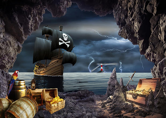 10X8FT Pirate Party Backdrop Halloween Pirate Backdrop F104
