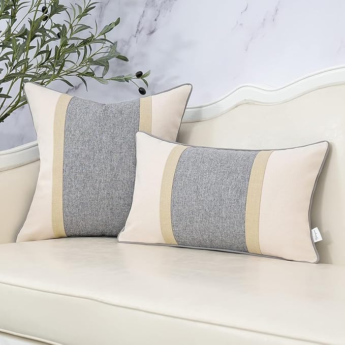 Yangest Patchwork Pillow Cover 18x18 Inch Luxury Cotton and Linen Cushion Cover - Image 5