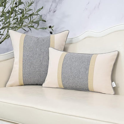 Yangest Patchwork Pillow Cover 12x20 Inch Luxury Cotton and Linen Cushion Cover - Image 5