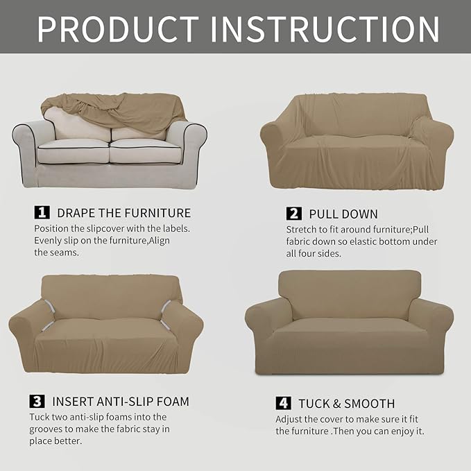 Easy-Going Stretch 4 Seater Sofa Slipcover 1-Piece Sofa Cover Furniture - Image 5