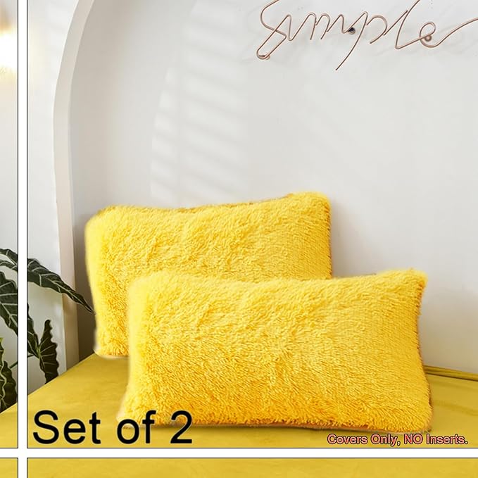 MorroMorn Decorative Pillows Covers, 2 Packs Faux Fur Pillow Cases, Luxury - Image 3