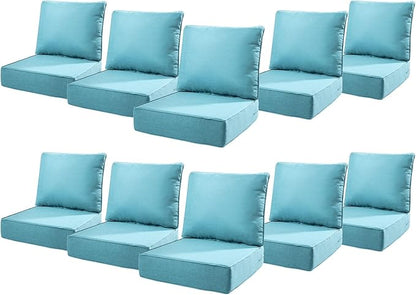 6" Thick Outdoor Cushions 22x24x6, 10-Set Deep Seat Patio Cushions by Pugire