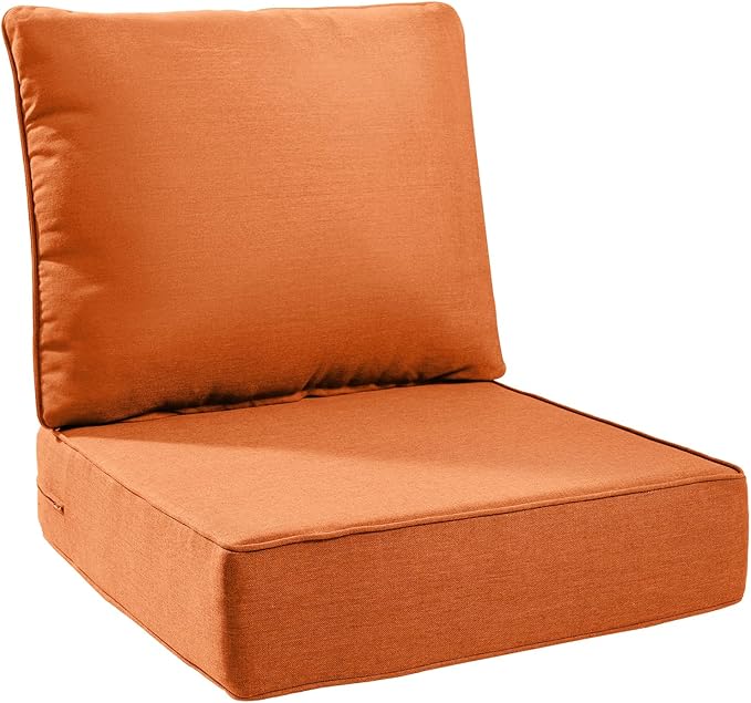 6" Thick Outdoor Cushions 24x24x6, 1-Set Deep Seat Patio Cushions by Pugire