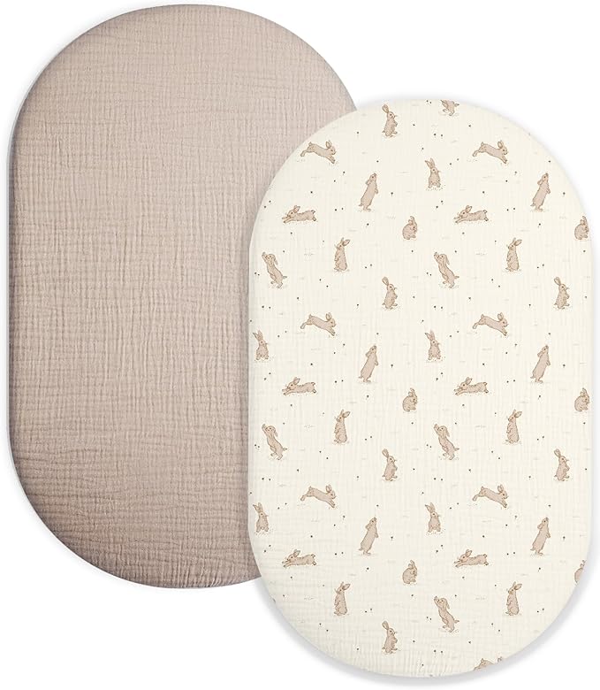 Bassinet Sheet for Baby Boy and Girl 2 Pack, Fitted Sheets for Rectangle by Meowcards