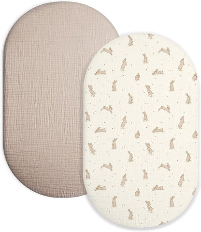 Bassinet Sheet for Baby Boy and Girl 2 Pack, Fitted Sheets for Rectangle by Meowcards
