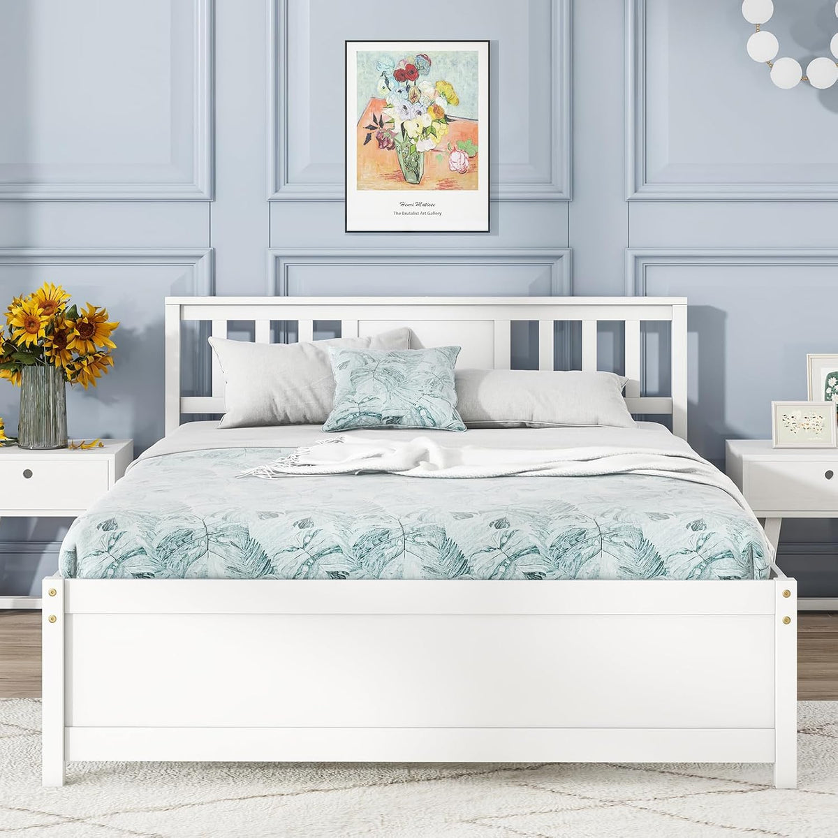 giantex full size solid wood platform bed frame, main product view