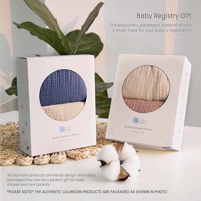 lulumoon Baby Muslin Bassinet Sheets: Cotton Bassinet Sheets Neutral - Image 7