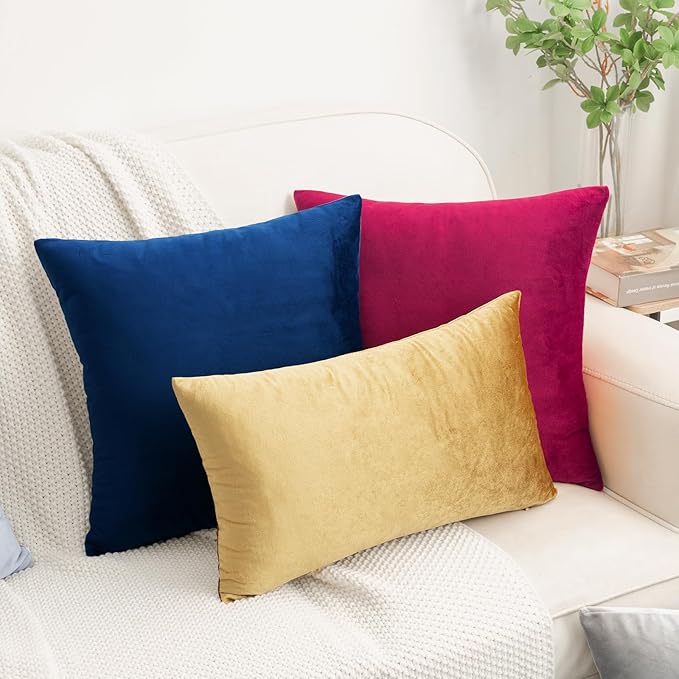 HWY 50 Navy Blue Velvet Rectangular Throw Pillow Covers 12x20 Inch - Image 8