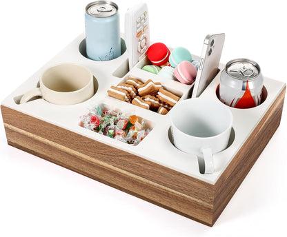 yerliker couch cup holder tray rectangle white acacia, main product view