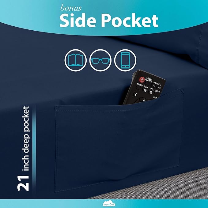 DREAMCARE Twin XL Sheet Sets – 3pcs Cooling Sheets – up to 15” Deep Pocket Twin - Image 3