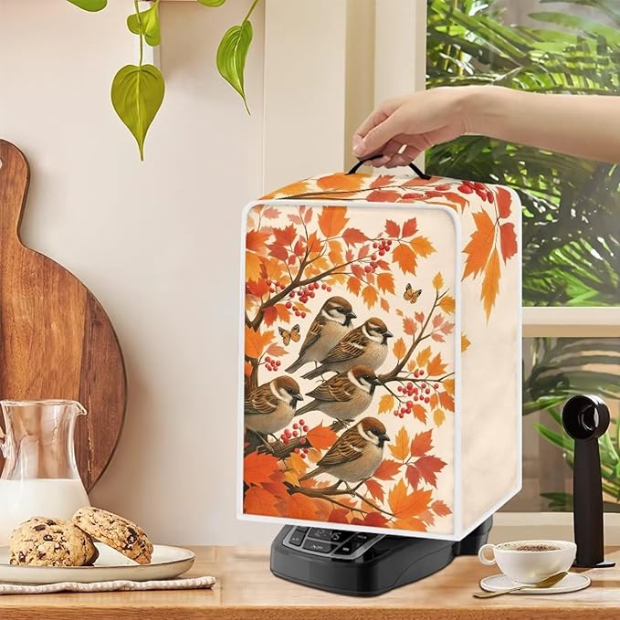 Coffee Maker Cover with Handle Maple Cardinal Dust Protection Washable Foldable - Image 4