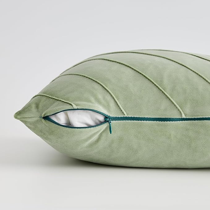 GIGIZAZA Sage Green Velvet Pillow Covers 12x20 - Image 4