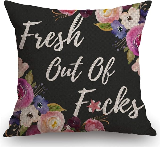Swono Funny Decorations Pillow Cover Fresh Out of F CKS Farmhouse Decor Throw by Swono