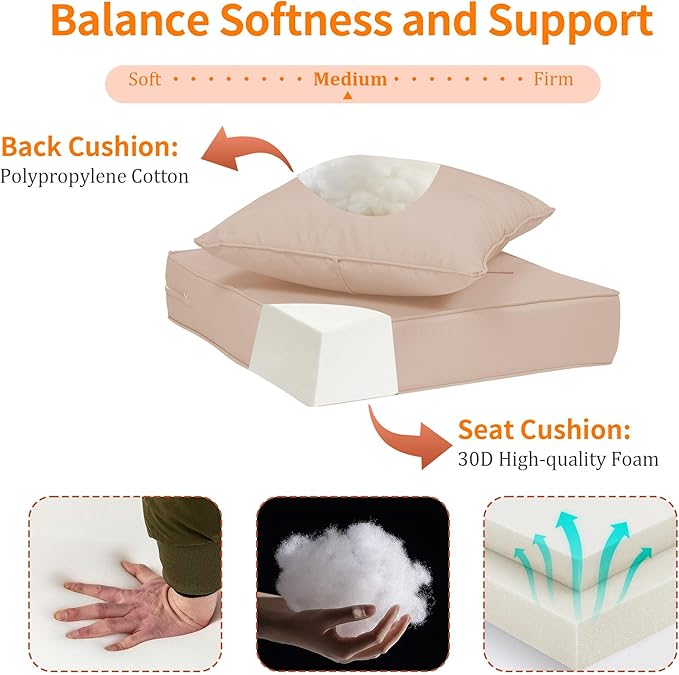 24x24'' Outdoor Chair Cushion Set of 2, UV&Fade Resistant Deep Seat Patio - Image 5