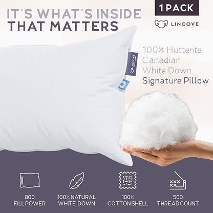 Lincove Signature 100% Natural Canadian White Down Luxury Sleeping Pillow - Image 2