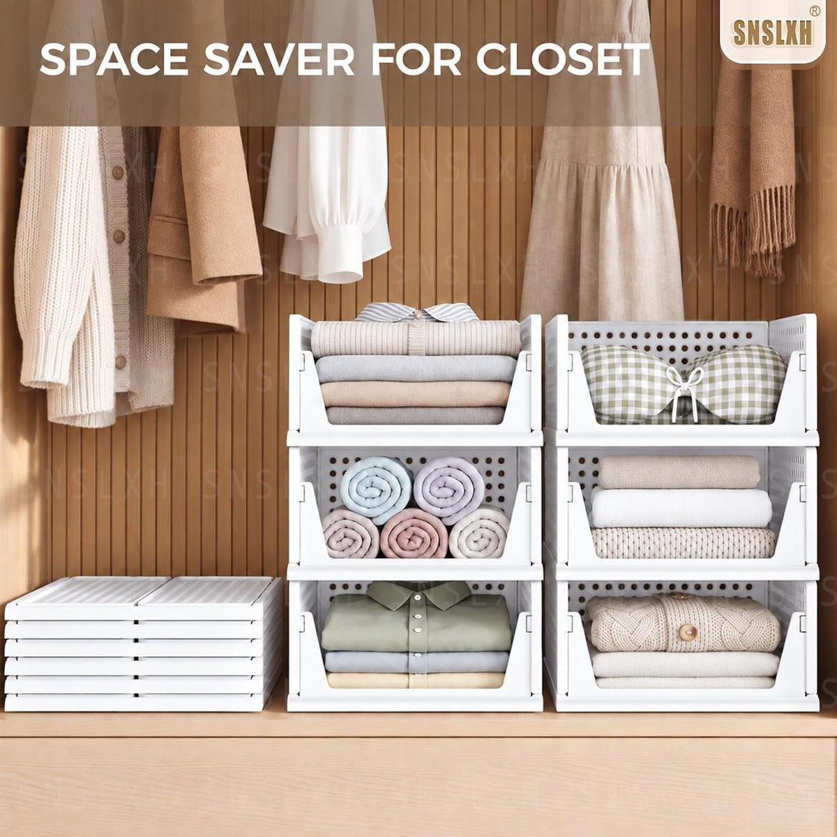 snslxh closet organizers and storage, 5 pack stackable, package contents