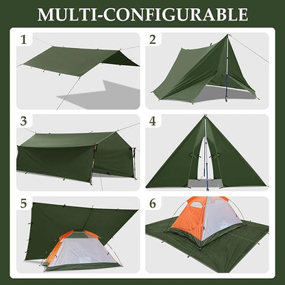 Camping Tarp Tent Portable Multifunctional Bushcraft Backpacking Tear-Resistant - Image 5