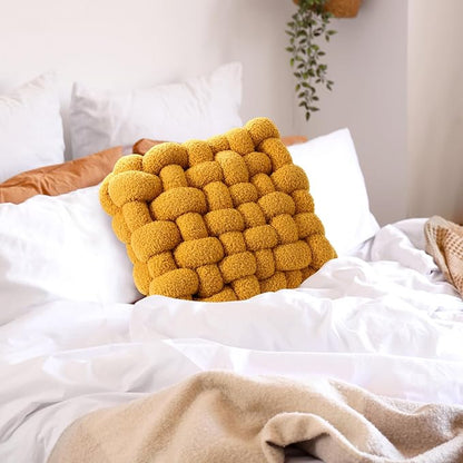 Wenqik 2 Pcs Knot Pillows Square Knotted Plush Throws Soft Accent Pillows - Image 7