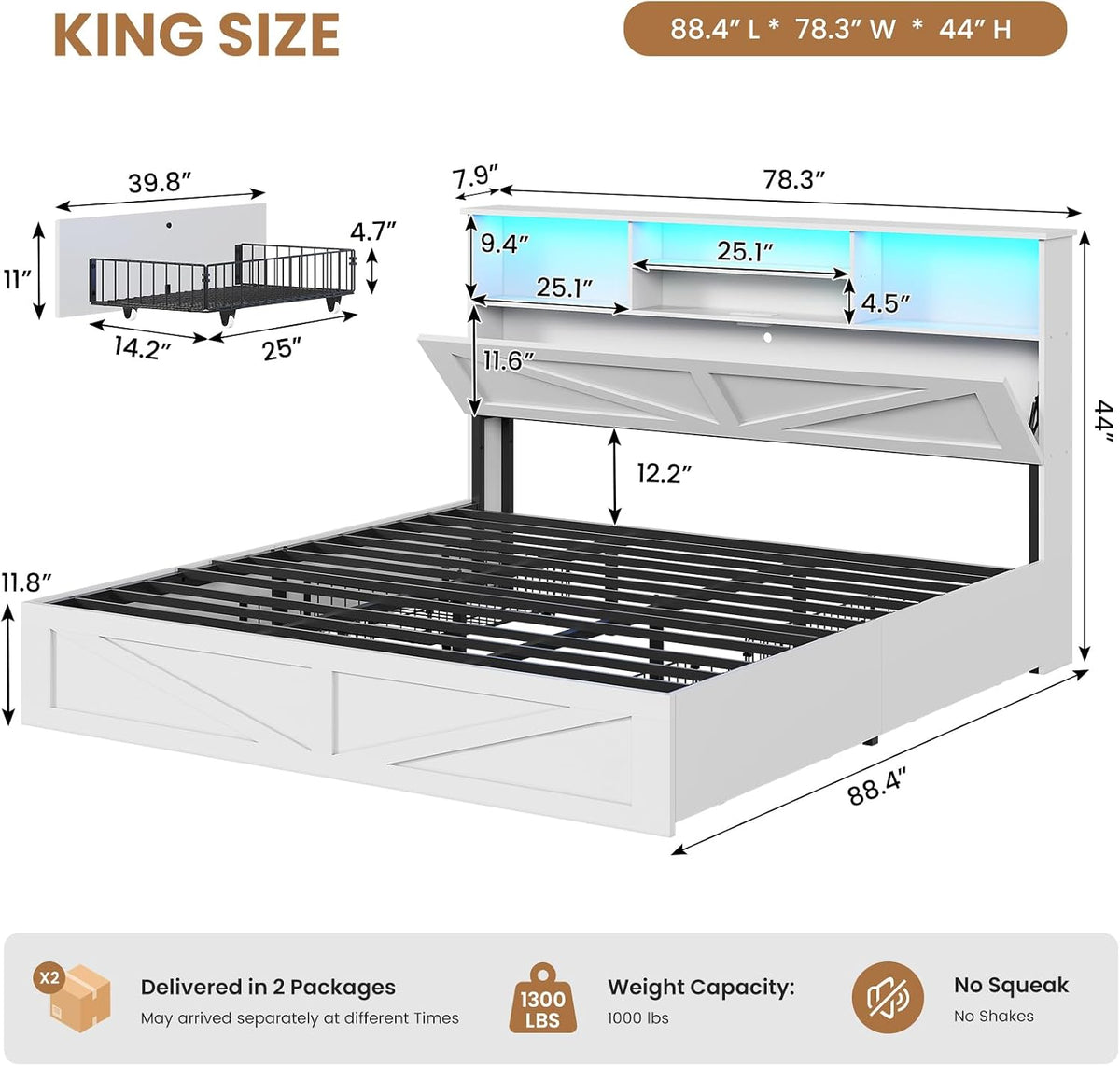 aogllati farmhouse king bed frame bed frame with shown in use
