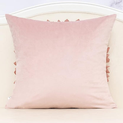 Alerfa 3D Flower Handmade Throw Pillow Cover Decorative Pink Velvet Pillowcase - Image 2