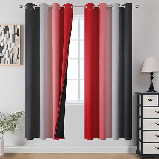 Estelar Textiler Ombre Red and Black Curtains 72 Inch Length 2 panels, Complete by ESTELARTEXTILER