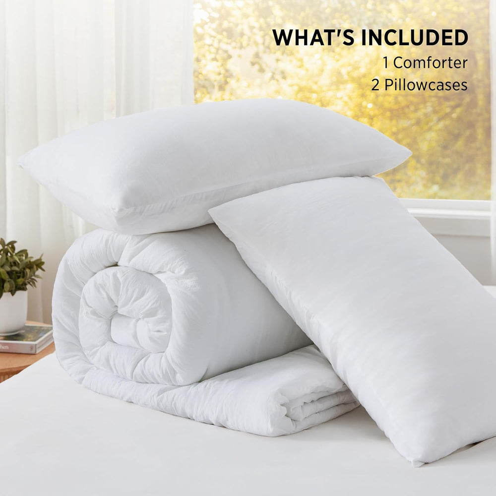 Bedsure Oversized King Comforter Set, Prewashed Bedding White