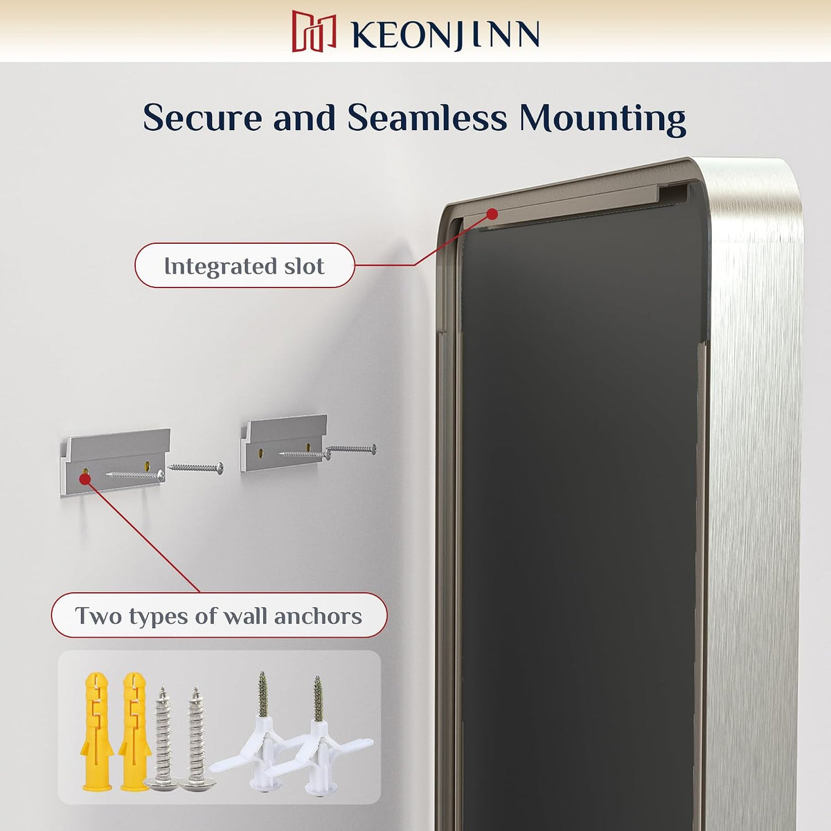 keonjinn 20 x 30 inch brushed nickel bathroom, front angle view