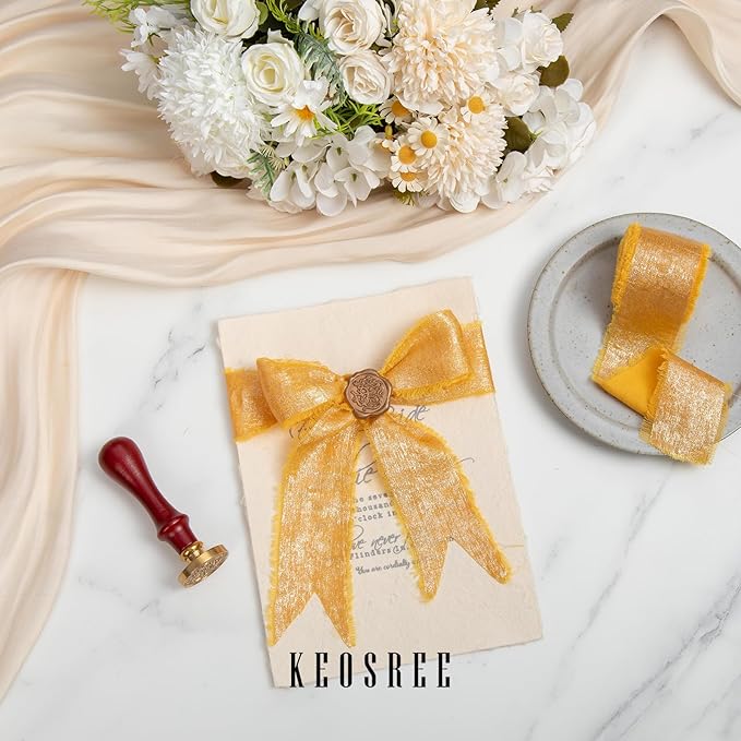 Gold Silk Chiffon Ribbon - Image 3