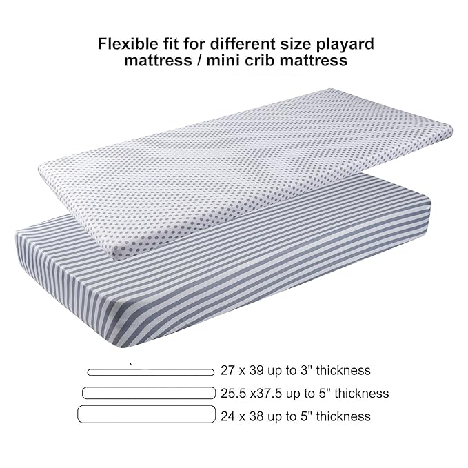 Onacosht Pack n Play Sheets 2 Pack Stretchy Jersey Knit Playard Fitted Sheets - Image 4