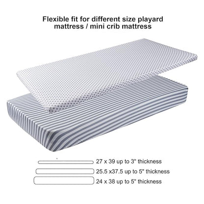 Onacosht Pack n Play Sheets 2 Pack Stretchy Jersey Knit Playard Fitted Sheets - Image 4