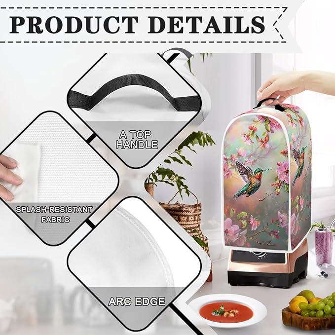 Hummingbird Blender Cover Washable Kitchen Toaster Cover Floral Pattern Bread - Image 3