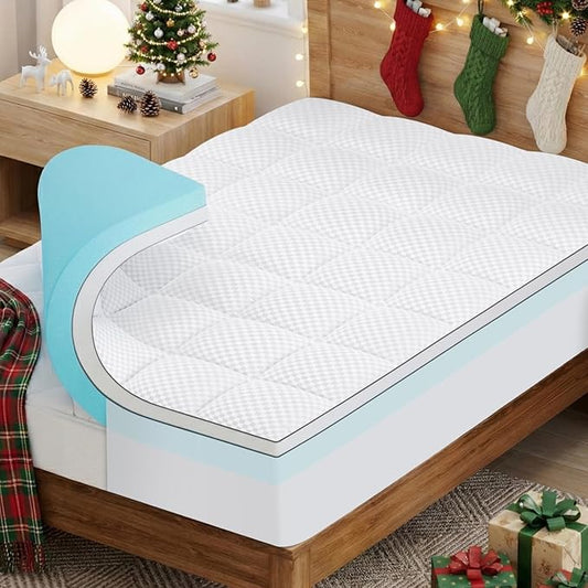 OLANLY Dual-Layer 4 Inch Cal King Size Memory Foam Mattress Topper by OLANLY