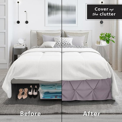 Nestl Dusty Purple Bed Skirt Twin Size, Pinch Pleat Twin Bed Skirt, Hotel - Image 4