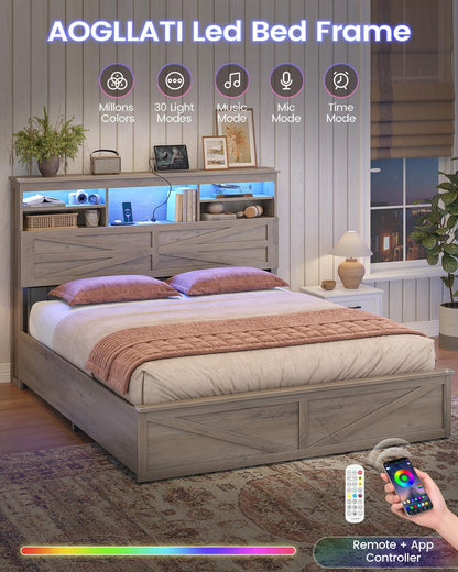 aogllati farmhouse full size bed frame with lift, package contents