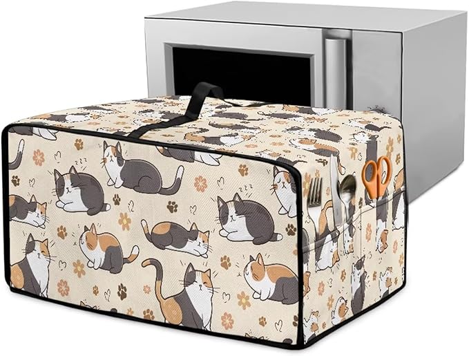 Cute Cats Paw Floral Print Microwave Oven Cover Waterproof Dust-Proof Microwave by HwzdsyxlCreativeHomeDecor