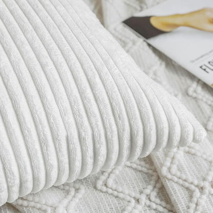 MIULEE Winter Pack of 2 Corduroy Pillow Covers Soft Soild Striped Throw Pillow - Image 2
