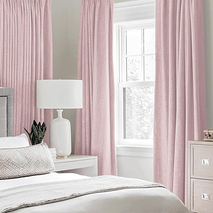 MIULEE Linen Texture Curtains for Bedroom Solid 100% Blackout Thermal Insulated - Image 2