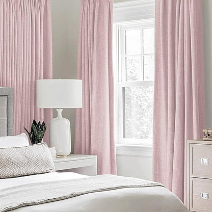 MIULEE Linen Texture Curtains for Bedroom Solid 100% Blackout Thermal Insulated - Image 2