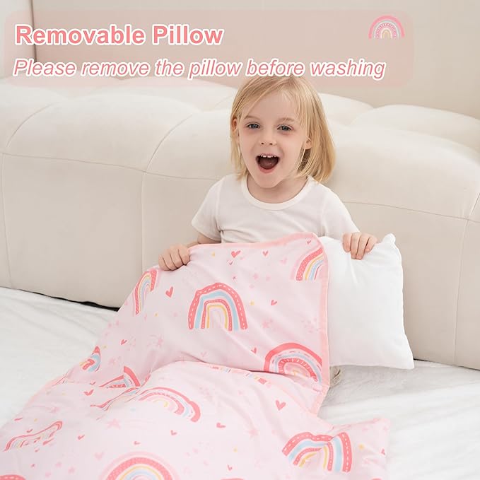 Viviland Toddler Nap Mat with Pillow and Minky Dot Blanket, Large Thick Rolled - Image 4