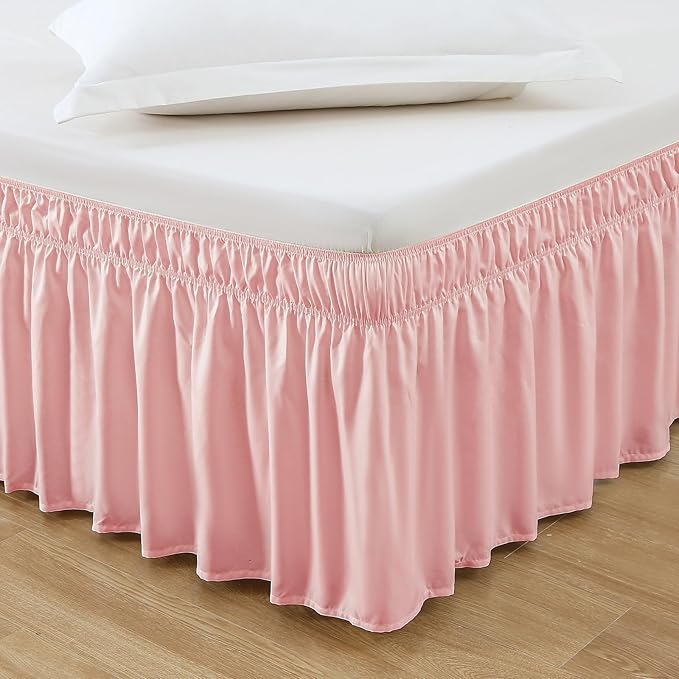 MEILA Wrap Around Bed Skirt Three Fabric Sides Elastic Dust Ruffled 16 Inch by MEILA