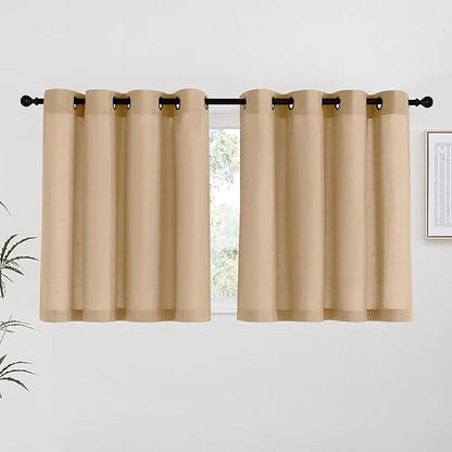NICETOWN Burlap Linen Kitchen Curtains 36 inch Length, Decorative Thick Flax by NICETOWN