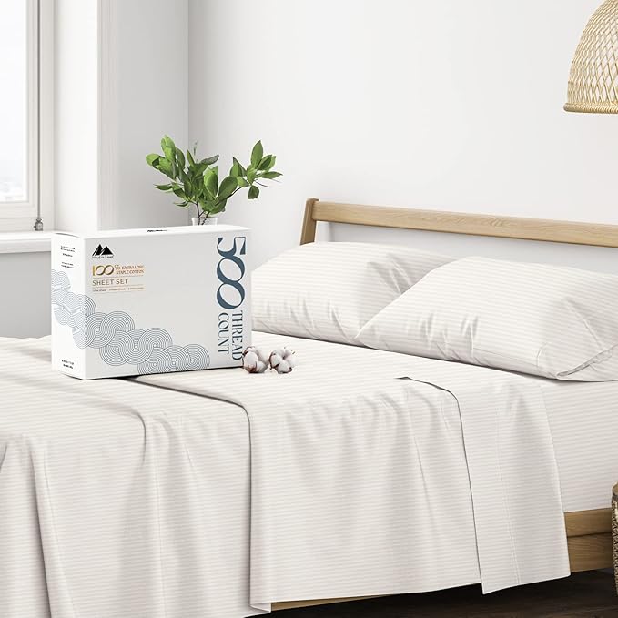 Mayfair Linen 100% Cotton Striped Sheets Twin Size Bed Set by MayfairLinen