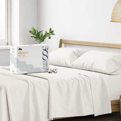 Mayfair Linen 100% Cotton Striped Sheets Twin Size Bed Set by MayfairLinen