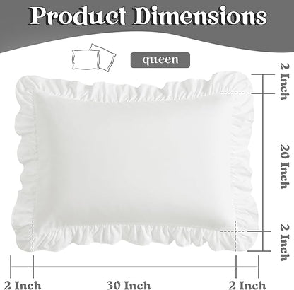 KKJIAF Ruffle Pillow Cases Queen Size Set of 2, Ruffled Pillow Covers - Image 3