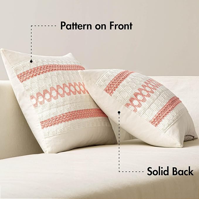 MIULEE Set of 2 Coral Red Boho Decorative Lumbar Pillow Covers 12x20 Inch - Image 6
