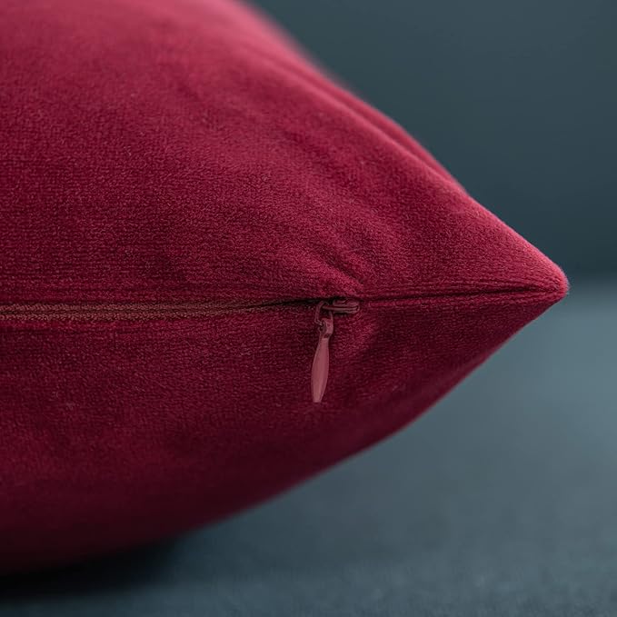 Decorative Pillow Covers 20x20 Christmas Burgundy: 2 Pack Cozy Soft Velvet - Image 2