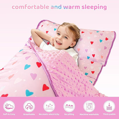 Viviland Toddler Kid Nap Mat for Preschool, Girls Heart Slumber Bag, - Image 6