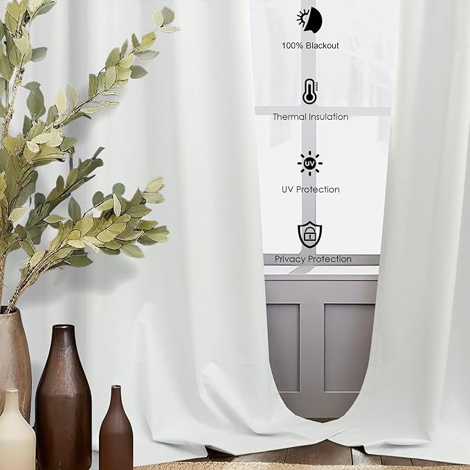 Ivory White Curtains 84 Inch Length 2 Panels - Image 6